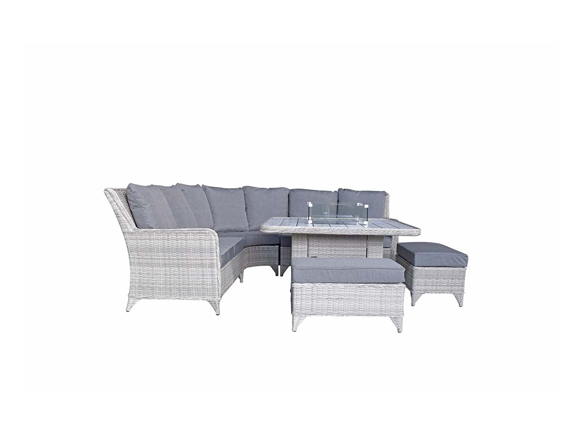Signature Weave - Meghan Outdoor Corner Dining Sofa with Gas Fire Pit